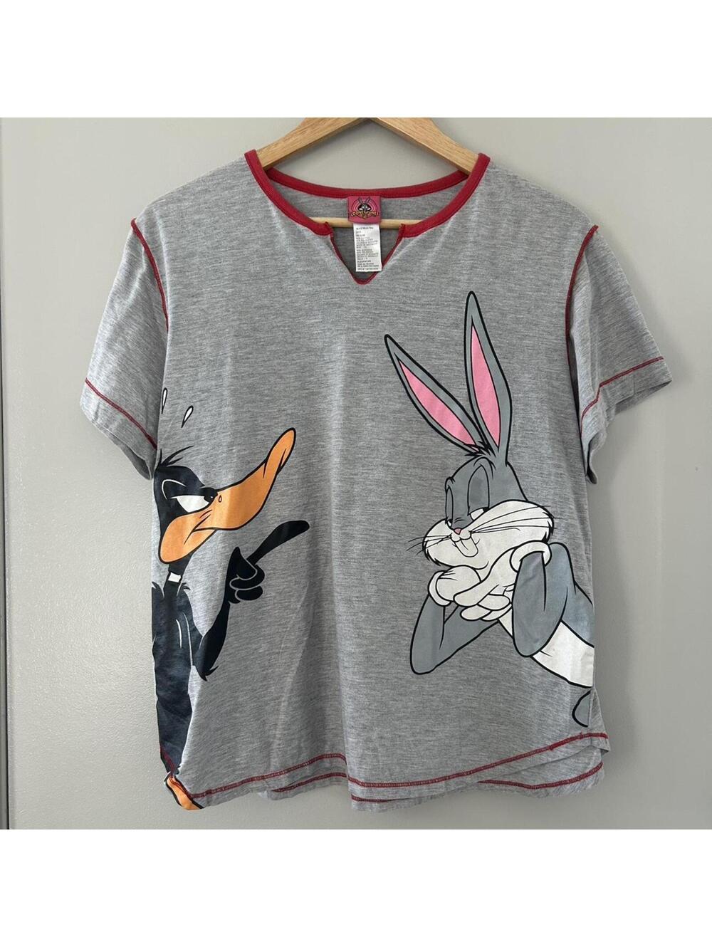 Looney Tunes Bugs Bunny and Daffy Duck grey cotton t-shirt